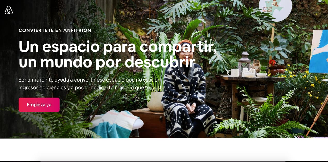 Ejemplo de una gran landing page: Airbnb